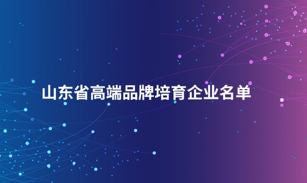 山东完美在线股份有限公司入选“山东省高端品牌培育企业名单”